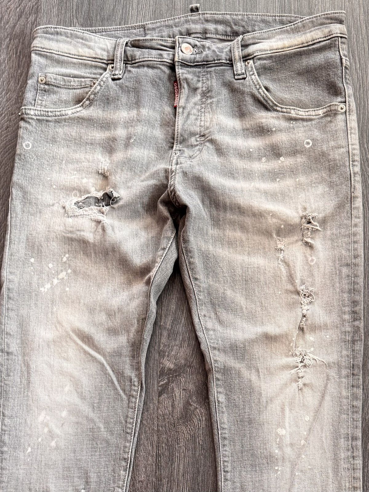 Dsquared2 Dsquared 2 Gray Washed Painted Denim Jeans Size US 34 / EU 50 - 4 Thumbnail