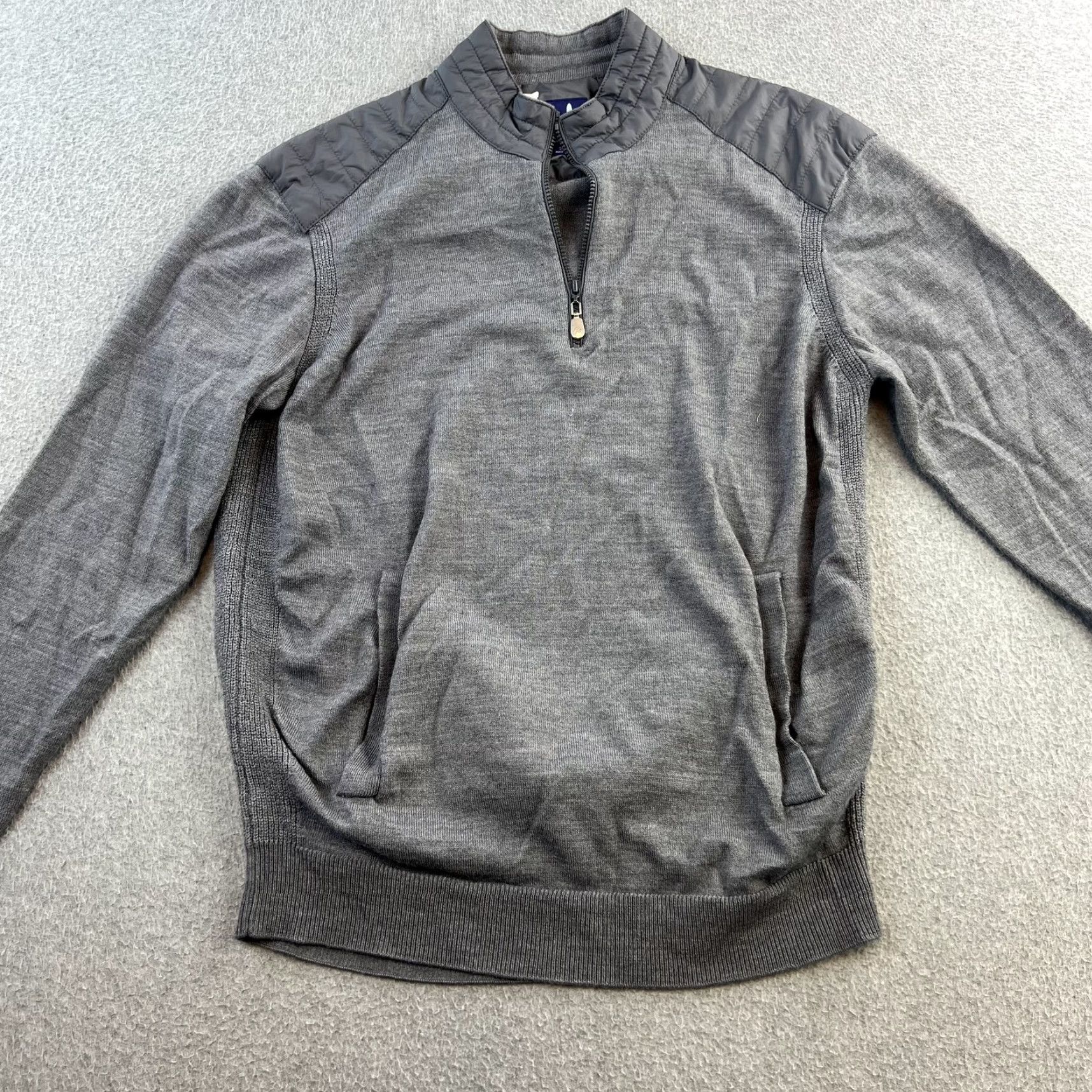johnnie-O Johnnie-O Sweater Mens Small Gray 1/4 Zip Pullover Quilted Shoulder Golf Casual Size US S / EU 44-46 / 1 - 2 Thumbnail