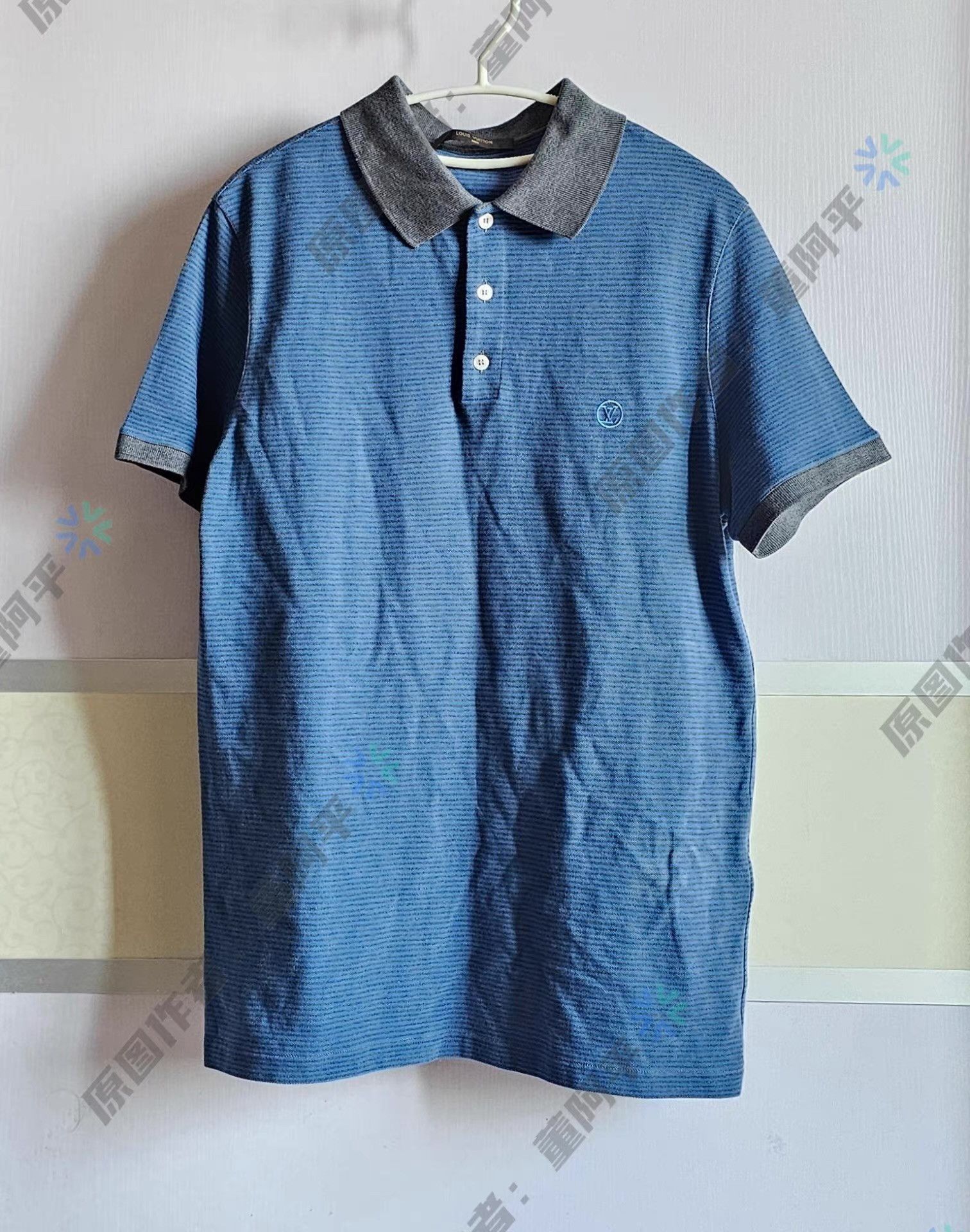 Louis Vuitton Blue Striped Short Sleeve Polo Shirt Size US M / EU 48-50 / 2 - 1 Thumbnail