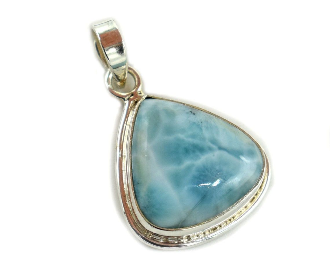 Handmade Smooth Larimar Gemstone Pendant, Beautiful Larimar Pendant Size ONE SIZE - 2 Thumbnail