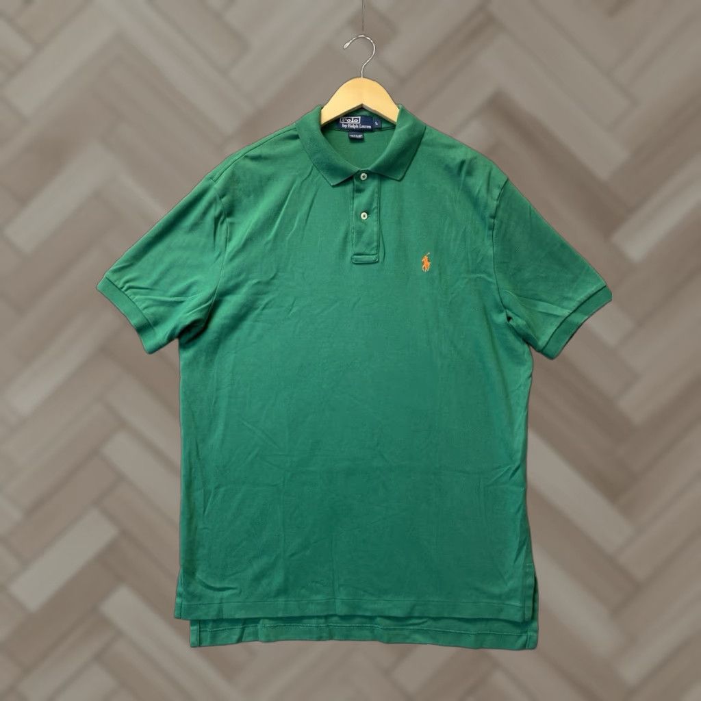 Polo Ralph Lauren VINTAGE Polo Ralph Lauren POLO Shirt Mens Large Green Cotton Short Sleeve Polo with Logo 134-1 90s Rugby Style Size US L / EU 52-54 / 3 - 1 Thumbnail