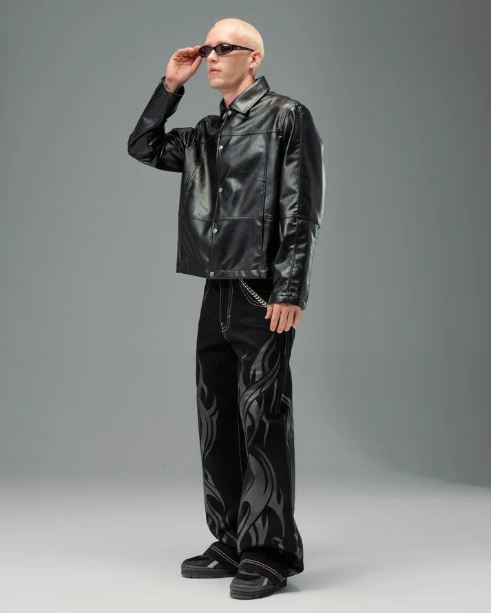 JNCO JNCO JEANS - BRAND NEW - Flame Karatz Jeans Jet Black Size US 34 / EU 50 - 3 Thumbnail