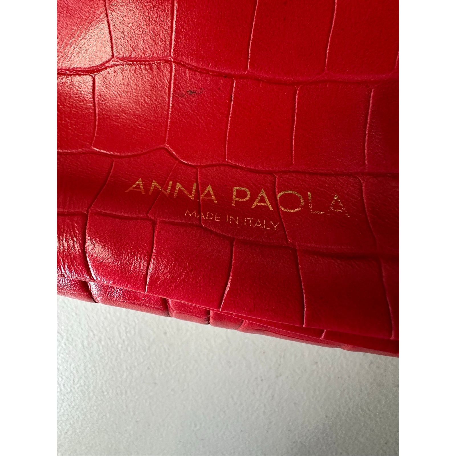& Other Stories Anna Paola Red Croc Leather Shoulder Bag Gold Chain Italy Size ONE SIZE - 2 Thumbnail