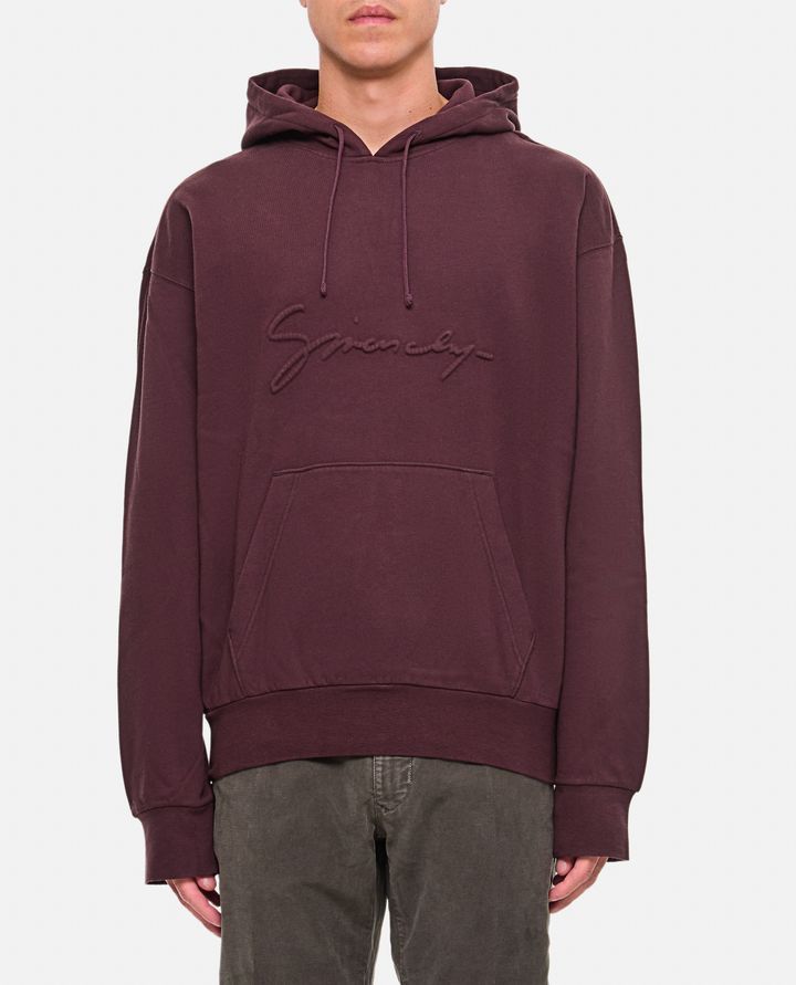 Givenchy Burgundy Embossed Signature Logo Oversized Hoodie Size US XXL / EU 58 / 5 - 2 Thumbnail