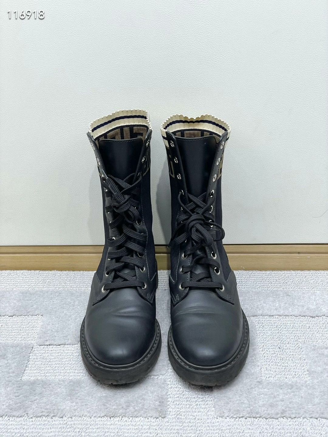Fendi Fendi FF Patchwork Combat Boots Size US 6 / IT 36 - 1 Thumbnail