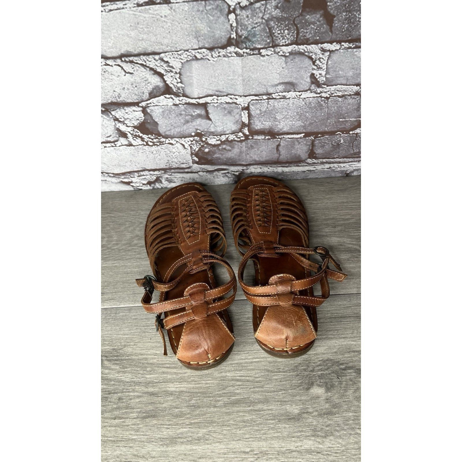 Frye Frye Kayla Brown Leather Huarache Woven Flats Sandals Women’ Size US 8.5 / IT 38.5 - 14 Thumbnail
