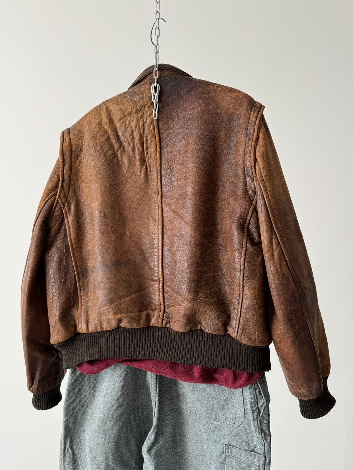Vintage ≈1960s Vintage USA Hunting 2 in 1 Faded Leather Jacket Size US M / EU 48-50 / 2 - 8 Thumbnail