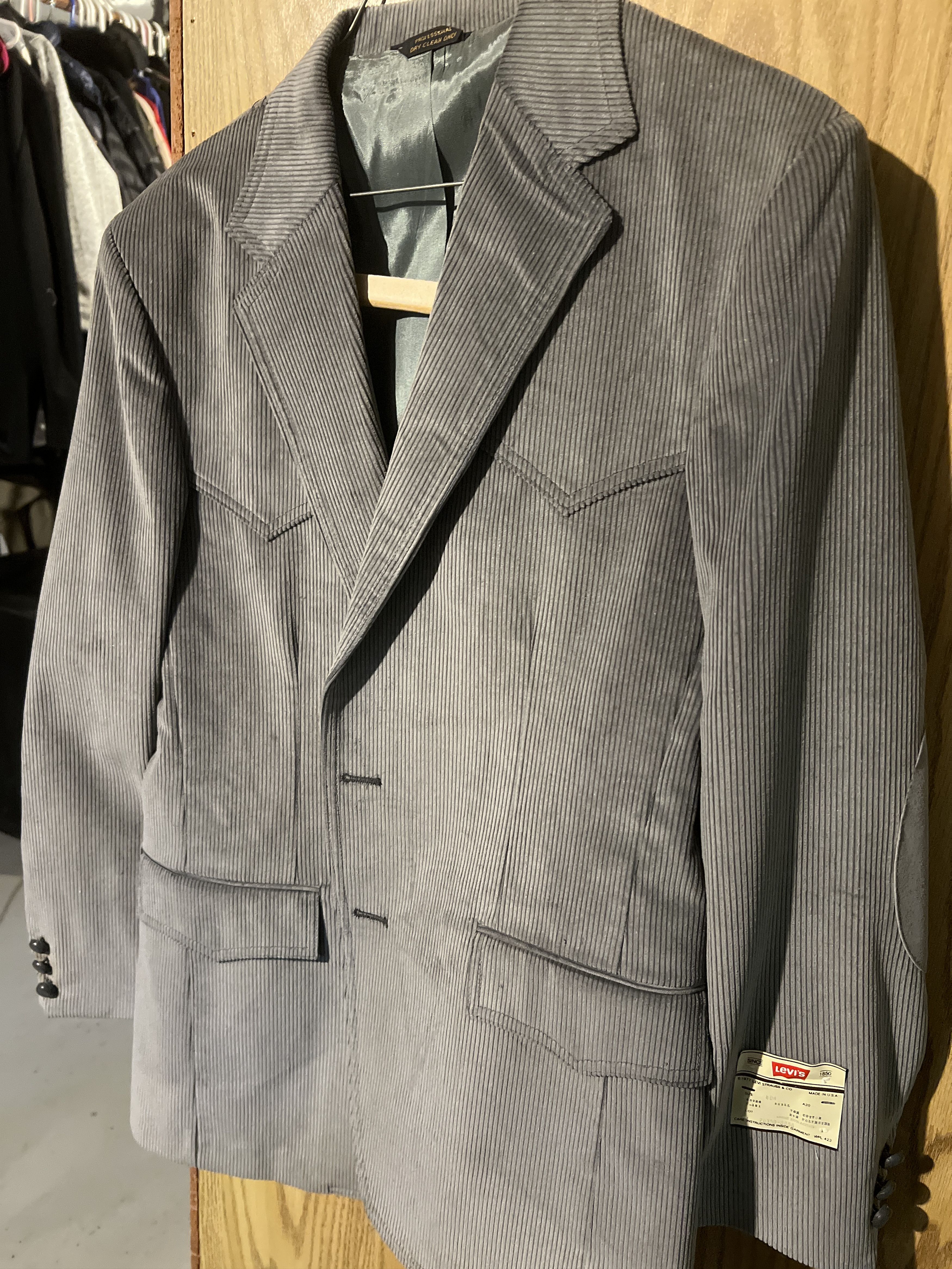 Levi's Vintage Clothing NOS 1977 Levi’s Gray/silver Corduroy Blazer-Never Worn Size 40R - 7 Thumbnail