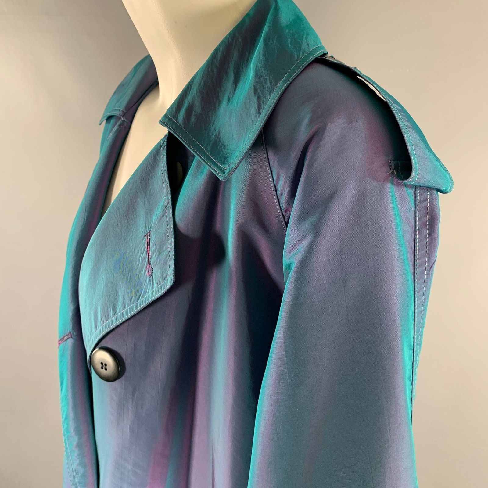 Dior CHRISTIAN DIOR Size 6 Purple Teal Iridescent Trench Coat Size M / US 6-8 / IT 42-44 - 6 Thumbnail