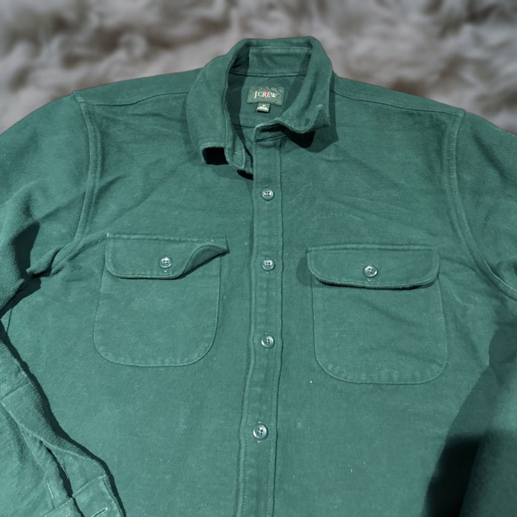 J.Crew J.CREW Shirt Mens M Green Heavyweight Chamois Workshirt Button Up Oarsman Size US M / EU 48-50 / 2 - 1 Thumbnail