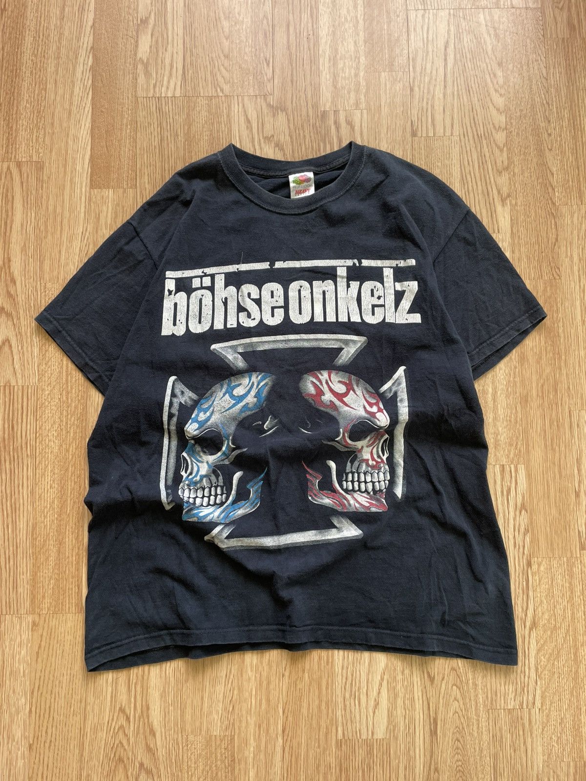Band Tees × Vintage Vintage Bohse Onkelz Skull Metal Band Tee Shirt 90s Size US L / EU 52-54 / 3 - 1 Thumbnail