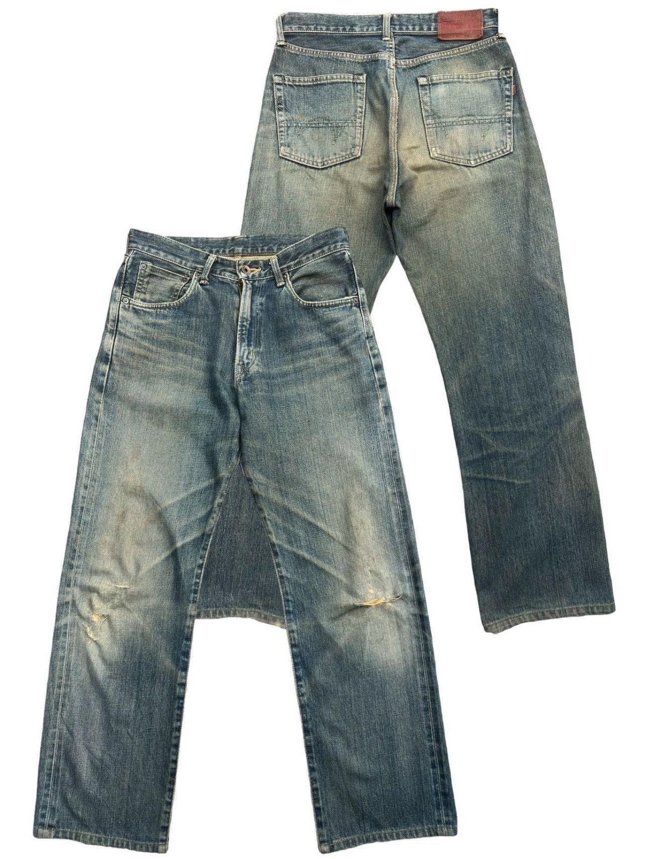 Edwin Edwin 505x Selvedge Distressed Mudwash Wide Jeans 31x30 Size US 31 - 1 Thumbnail