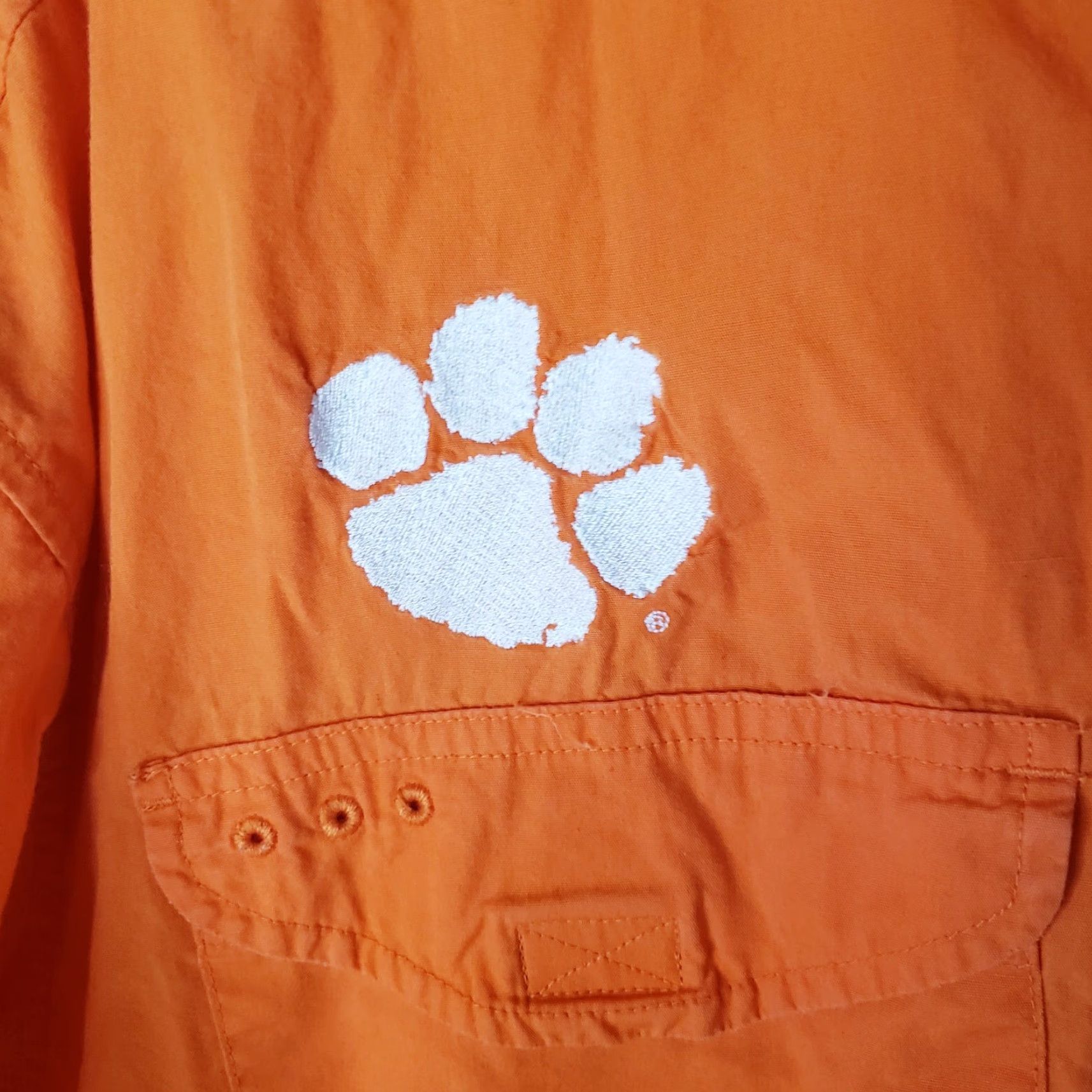Vintage Clemson Columbia PFG Mens Shirt L Omni Shade Tiger Paw Performance Fishing Button-Up Short Sleeve Orange College Size US L / EU 52-54 / 3 - 7 Thumbnail
