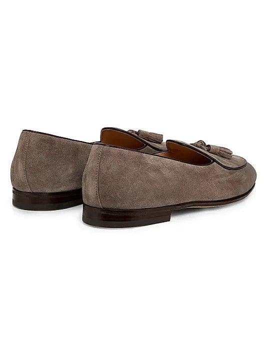 Brunello Cucinelli os11x0226 Tassel-Embellished Suede Loafers In Grey Size US 12 / EU 45 - 3 Thumbnail