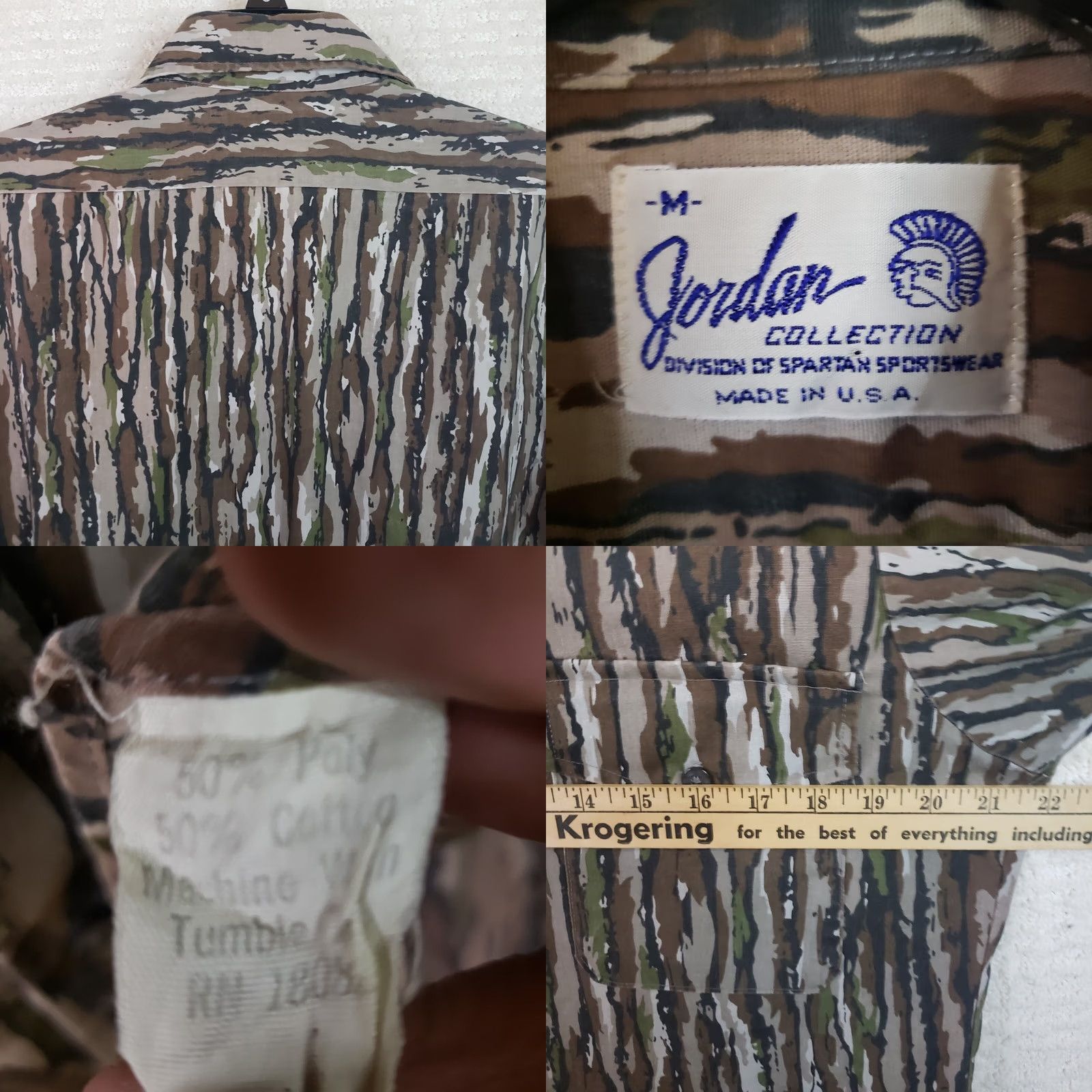 Jordan Brand VINTAGE Jordan Collection Shirt Mens M Trebark Camo Long Sleeve Button USA Made Size US M / EU 48-50 / 2 - 8 Thumbnail