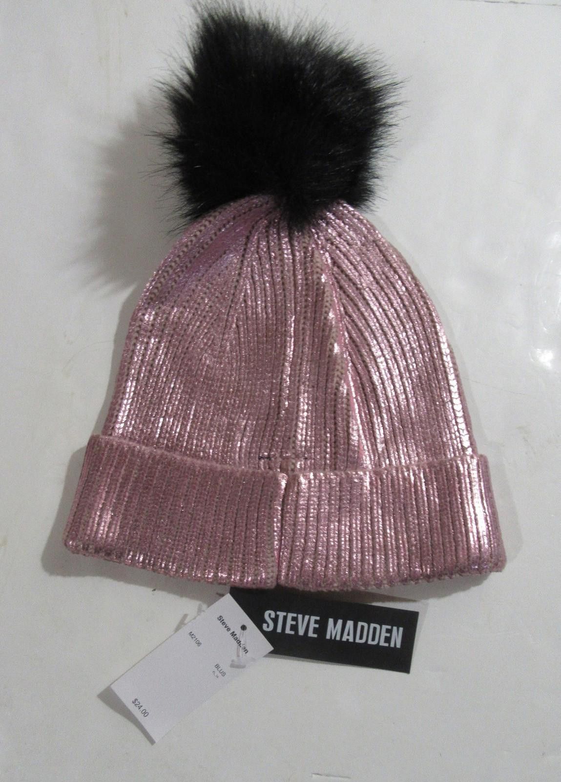 Steve Madden Steve Madden Womens Shiny Beanie Hat with Pom Pink Bling NWT Size ONE SIZE - 2 Thumbnail