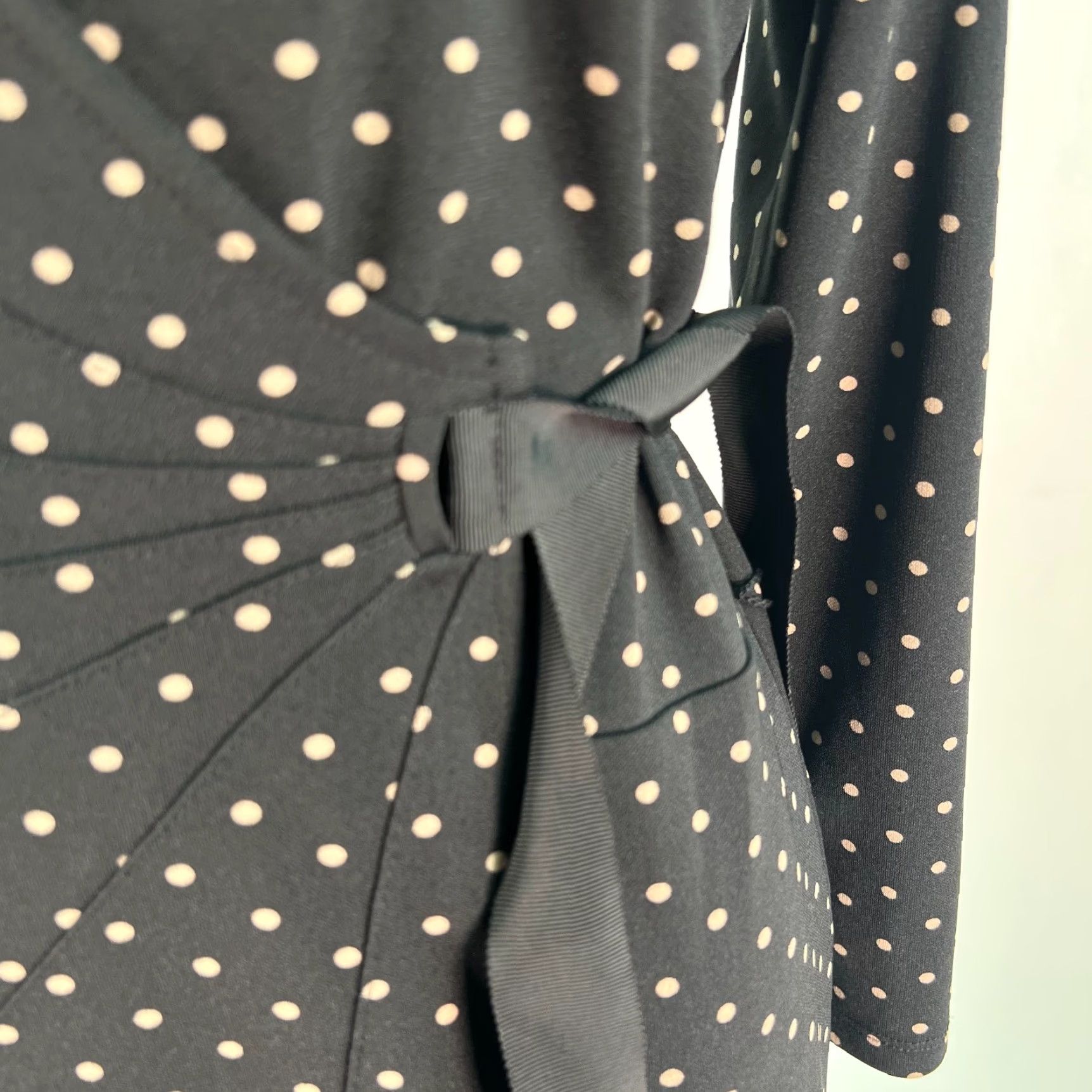 Ann Taylor Ann Taylor Loft Womens Dress Polka Dot V Neck Black Faux Wrapped Midi Size 6 Size M / US 6-8 / IT 42-44 - 6 Thumbnail