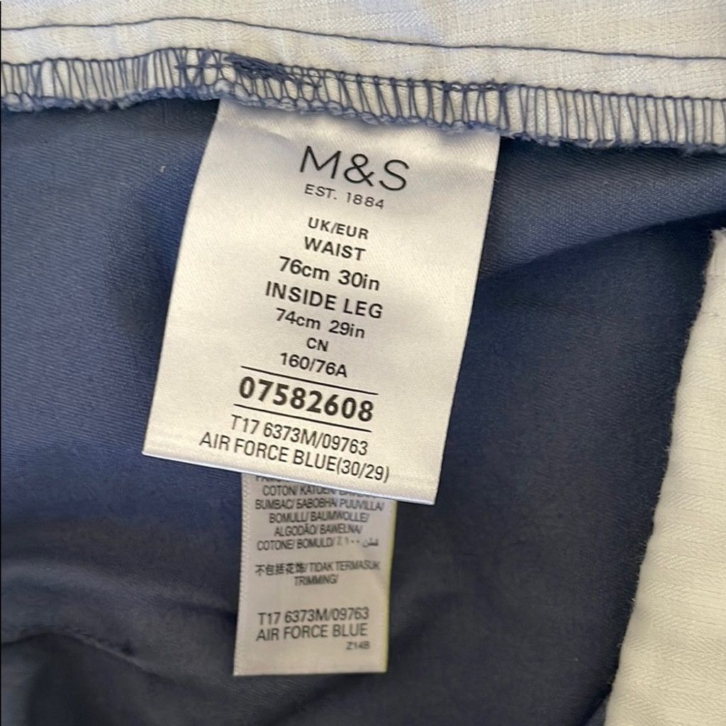 M.E. Sport M&S Men's Blue Pants - size 30x29 Size US 30 / EU 46 - 3 Thumbnail
