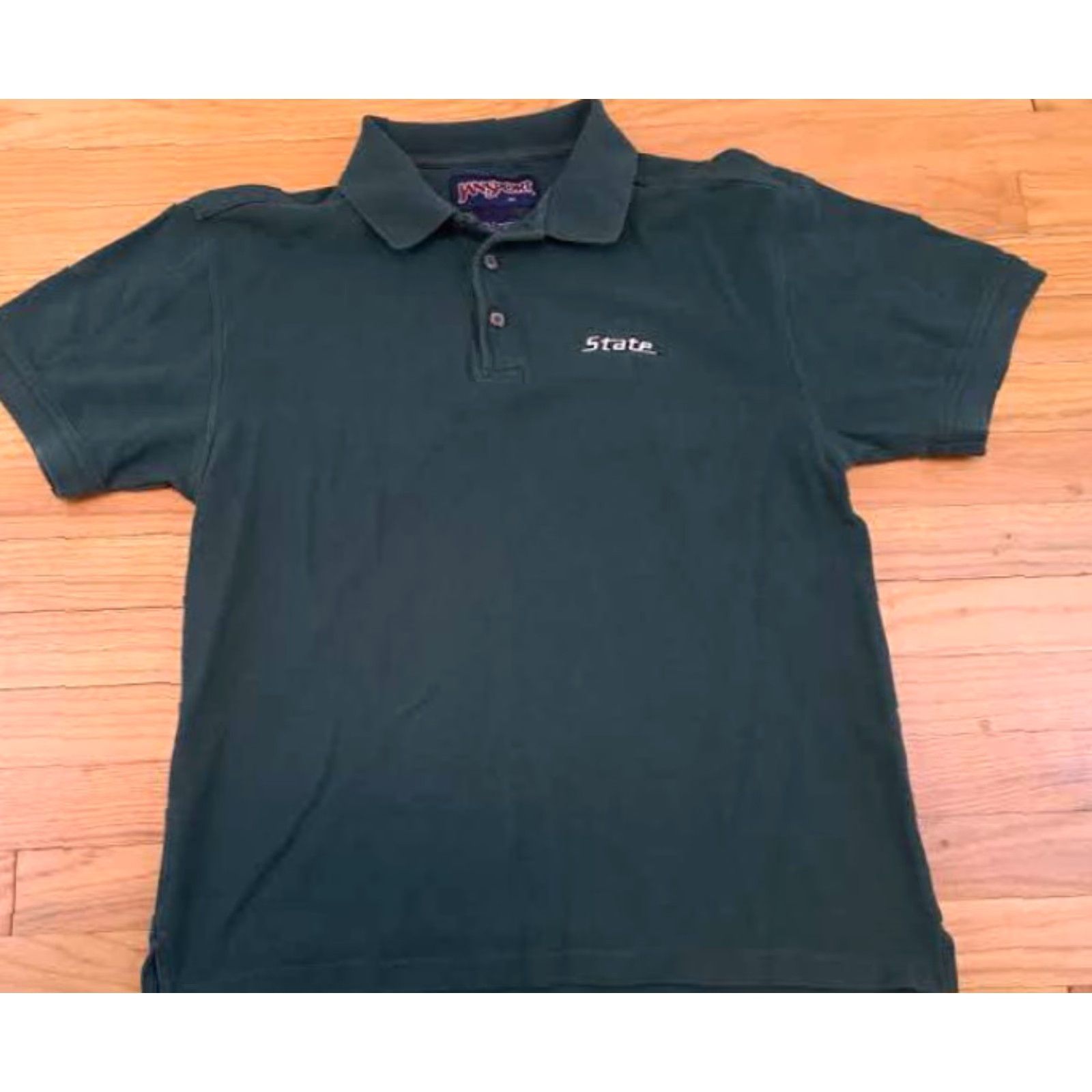 Jansport VINTAGE Jansport Michigan State Polo Shirt Button-Up Knit Medium Green Mens Short Sleeve 1/4 Button Polo-Golf Shirt Size US M / EU 48-50 / 2 - 5 Thumbnail