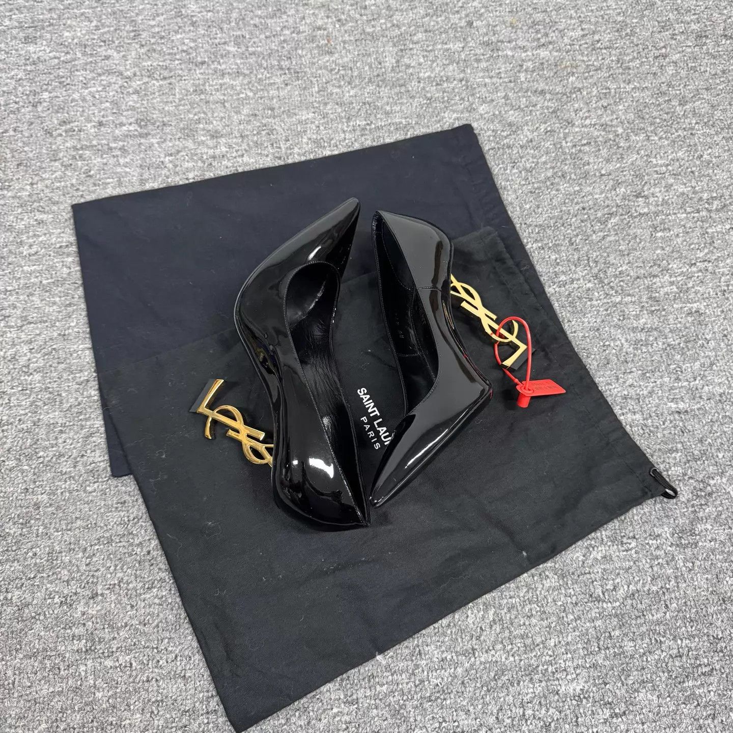 Saint Laurent Paris Saint Laurent SLP Black Patent Gold Pumps 38 99 New Size US 7.5 / IT 37.5 - 3 Thumbnail