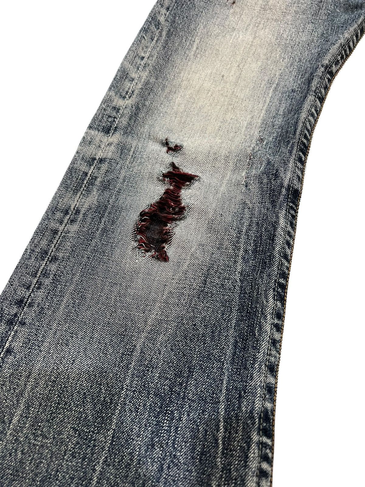 Japanese Brand Vintage Semantic Design Ditressed Flare Mudwash Jean Size US 31 - 4 Thumbnail