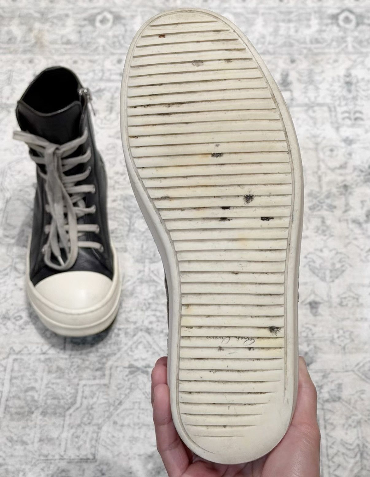 Rick Owens Rick Owens mainline high-top grained leather sneakers Size US 8 / EU 41 - 9 Thumbnail