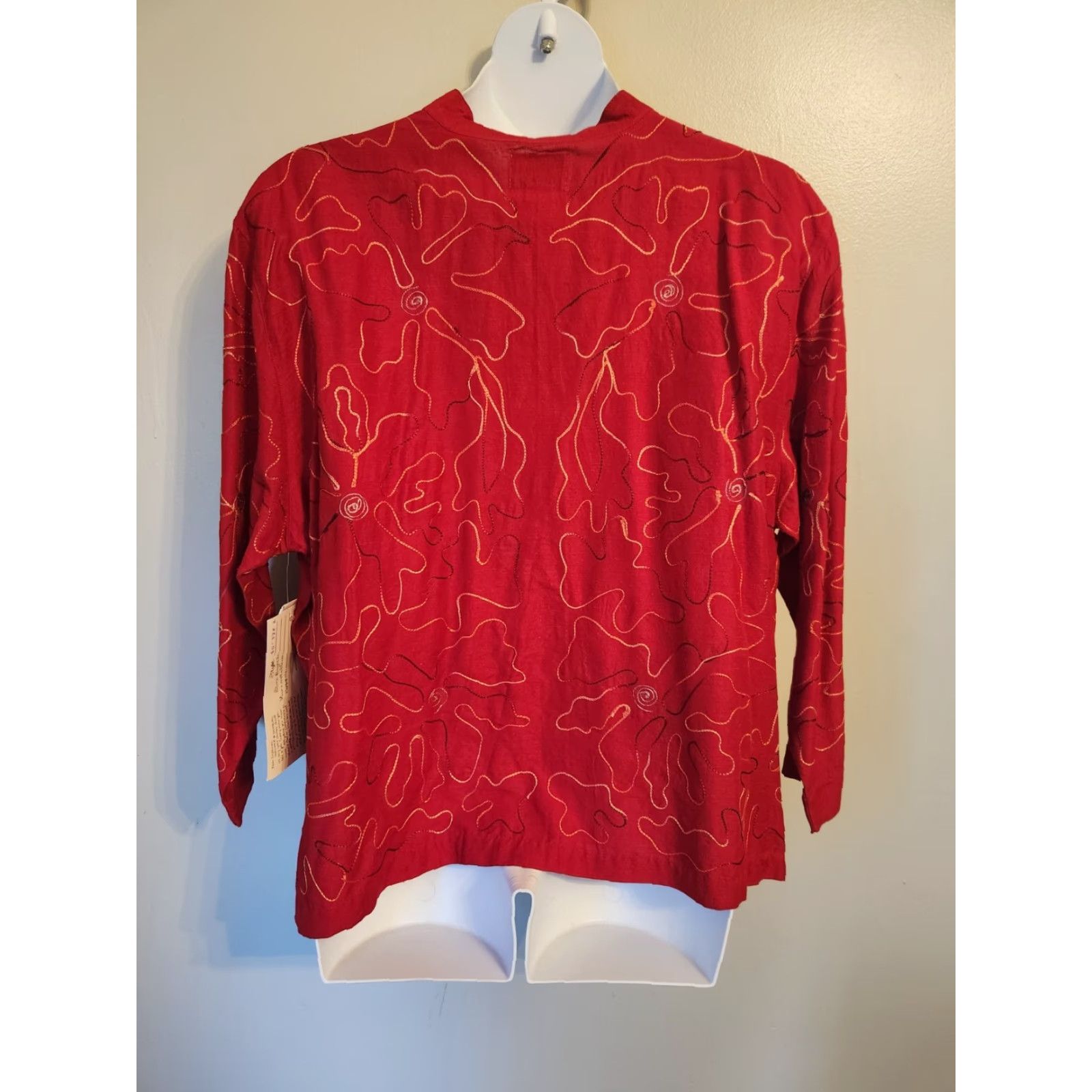 Vintage Tantrums Jacket Blazer Red Silk Blend Embroidered NWT 2X Women Plus Size Jacket Blazer Vintage No Size XXL / US 16-18 / IT 52-54 - 5 Thumbnail