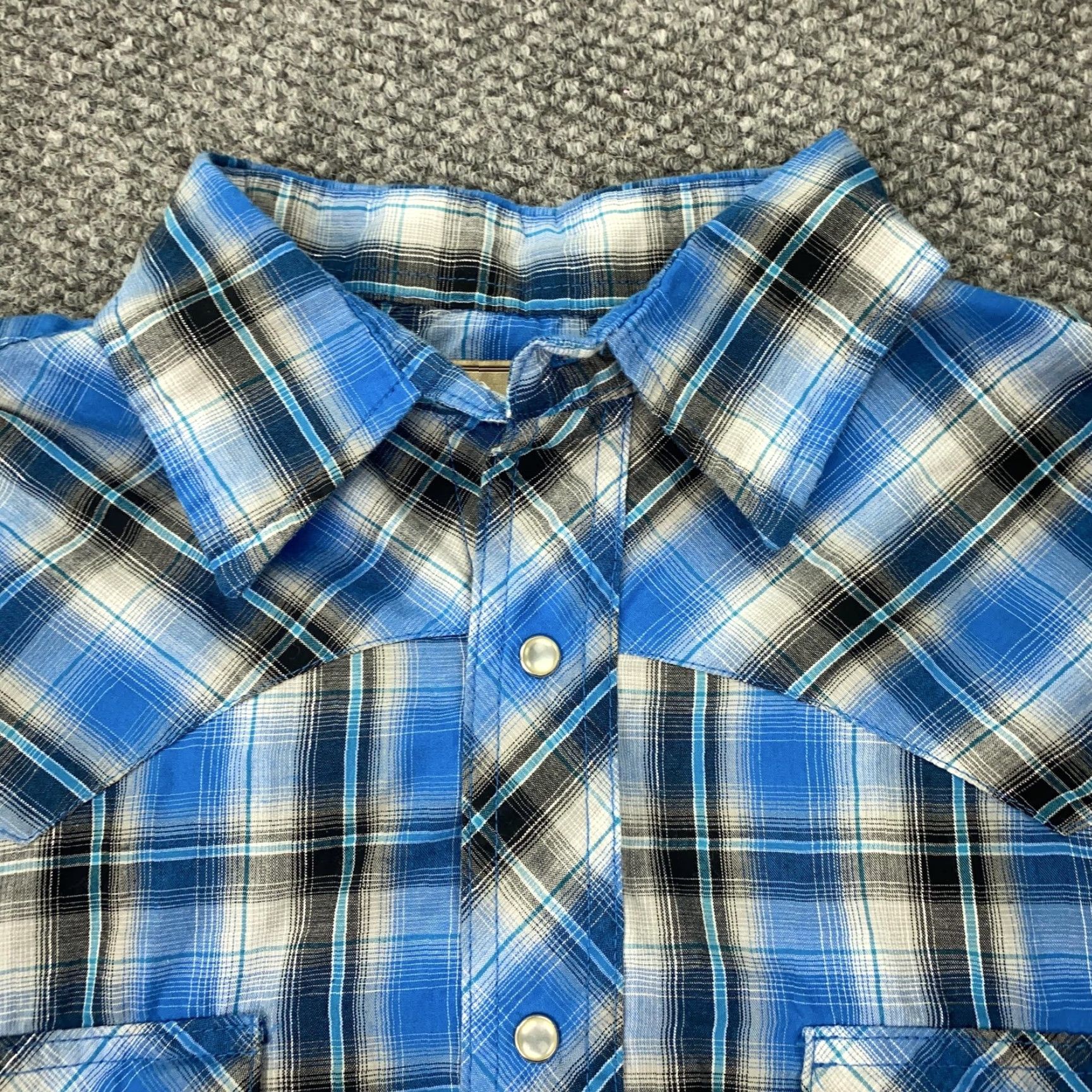 Wrangler Wrangler Shirt Large Blue Plaid Western Fashion Snap Pearl Pockets Rodeo Mens Size US L / EU 52-54 / 3 - 6 Thumbnail