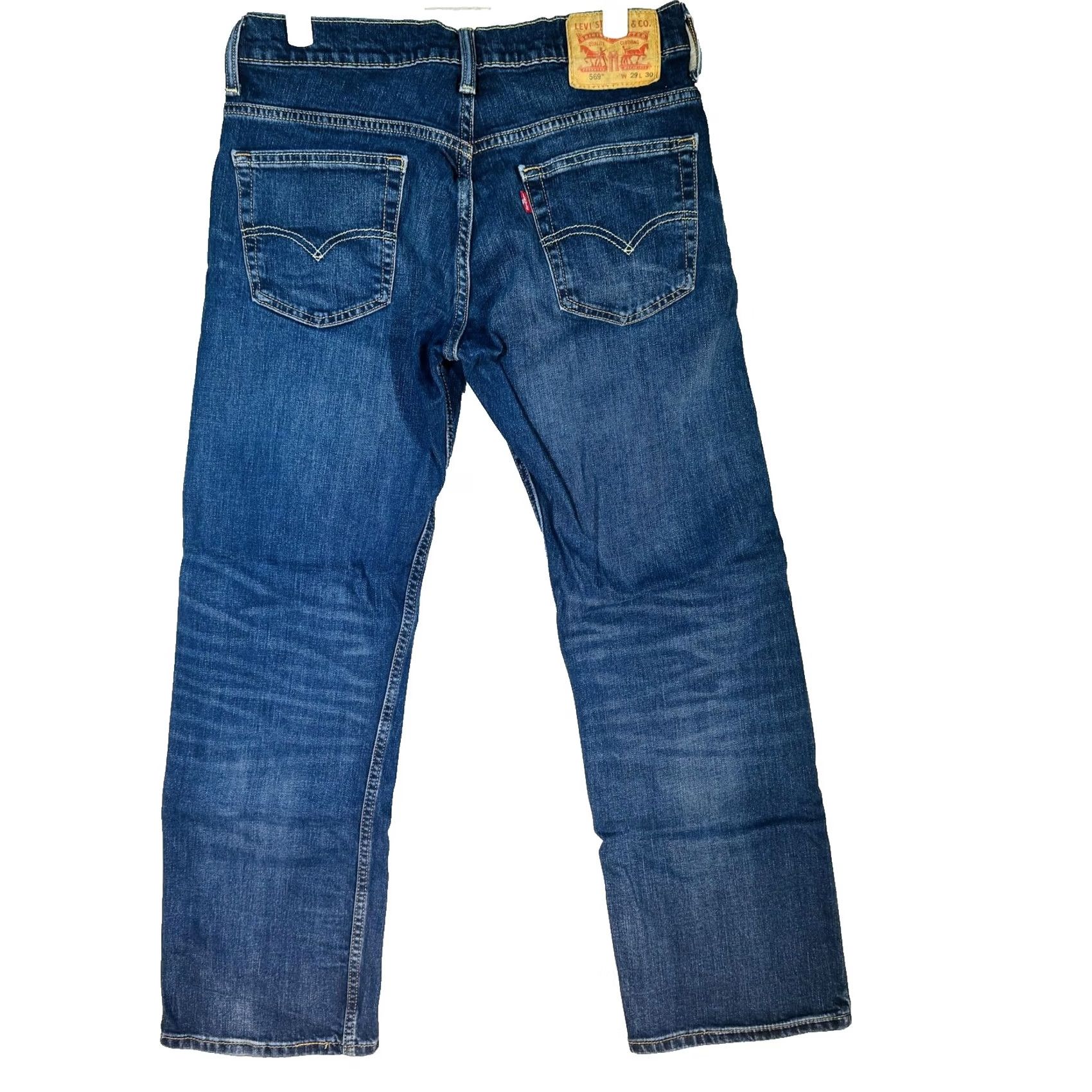 Levi's Levi's 569 Jeans Mens 29x30 Blue Medium Wash Relaxed Straight Denim Mid Rise Relaxed Straight Jeans Mens Blue 569 USA Leather Patch Size US 29 - 2 Thumbnail