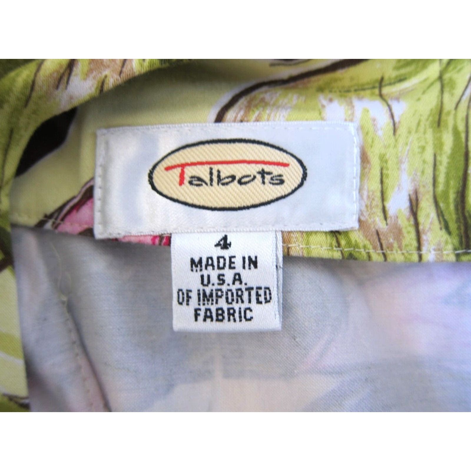 Talbots Talbots Pink Green Brown Yellow Floral Cotton Stretch A-Line Tank Dress 4 Womens Shirt Size S / US 4 / IT 40 - 4 Thumbnail
