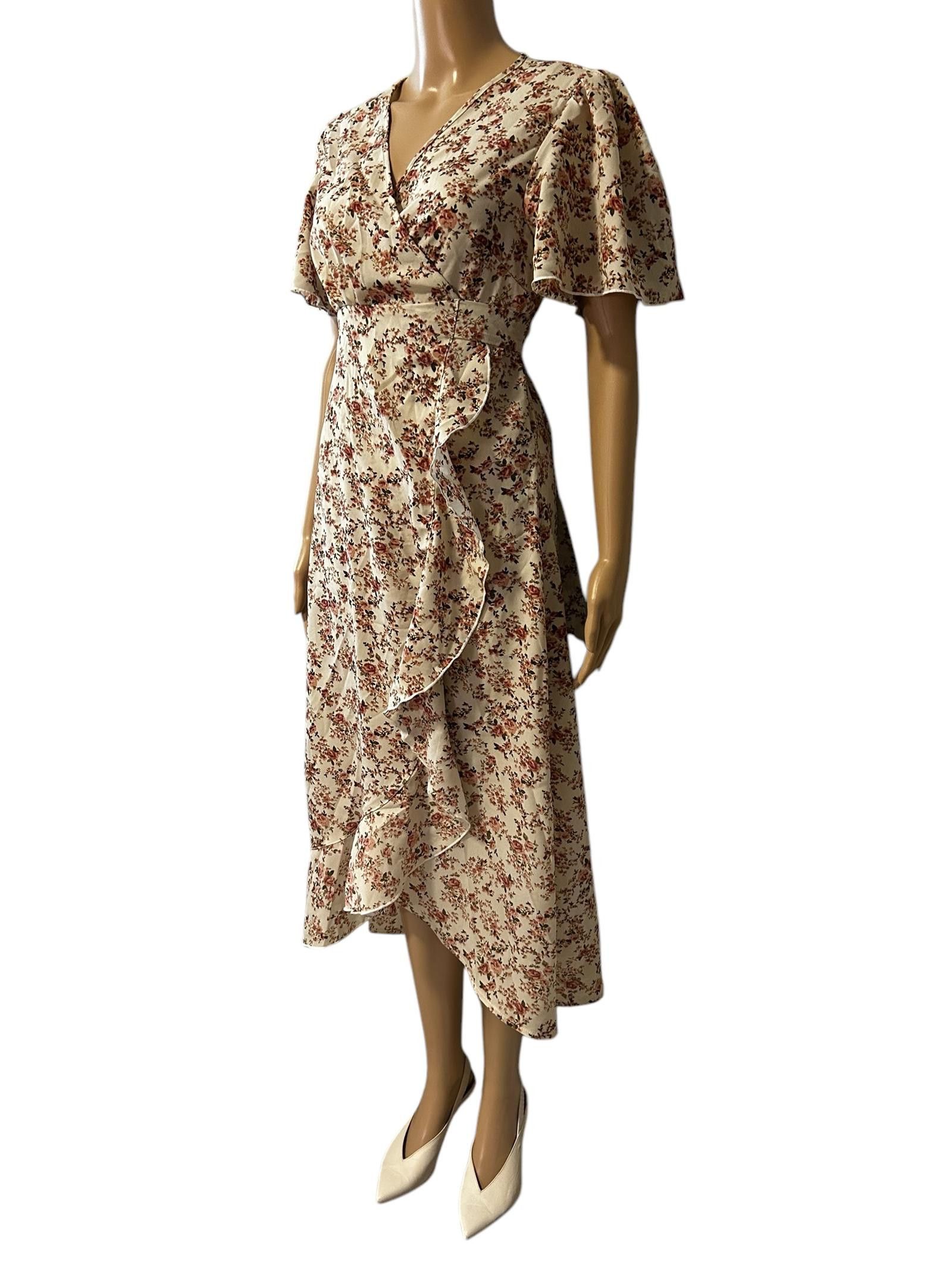 Designer Elegant Floral Wrap Dress Size 32" / US 10 / IT 46 - 4 Thumbnail