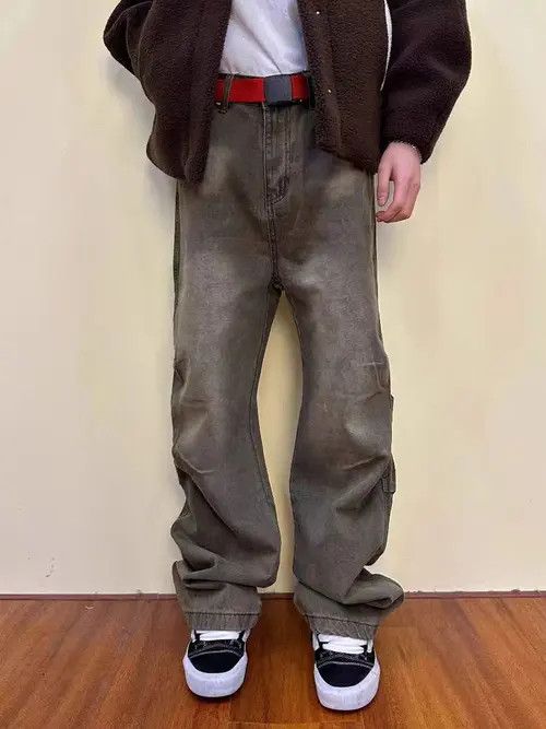 Japanese Brand VIBE Washed and distressed Maillard pleated baggy jeans Size US 30 / EU 46 - 4 Thumbnail