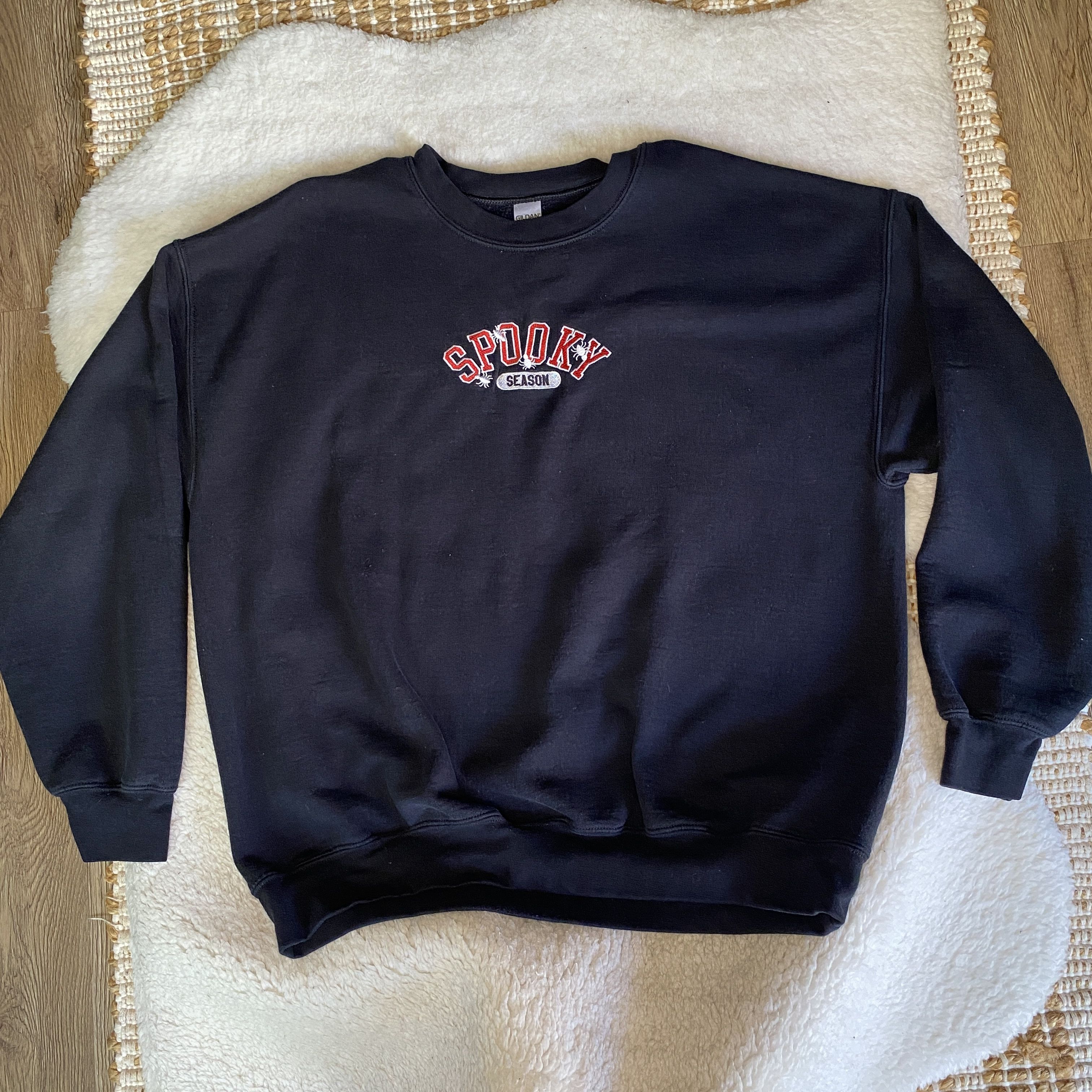 Other Embroidered Spooky Season Black Crewneck Sweatshirt Size XL / US 12-14 / IT 48-50 - 10 Thumbnail