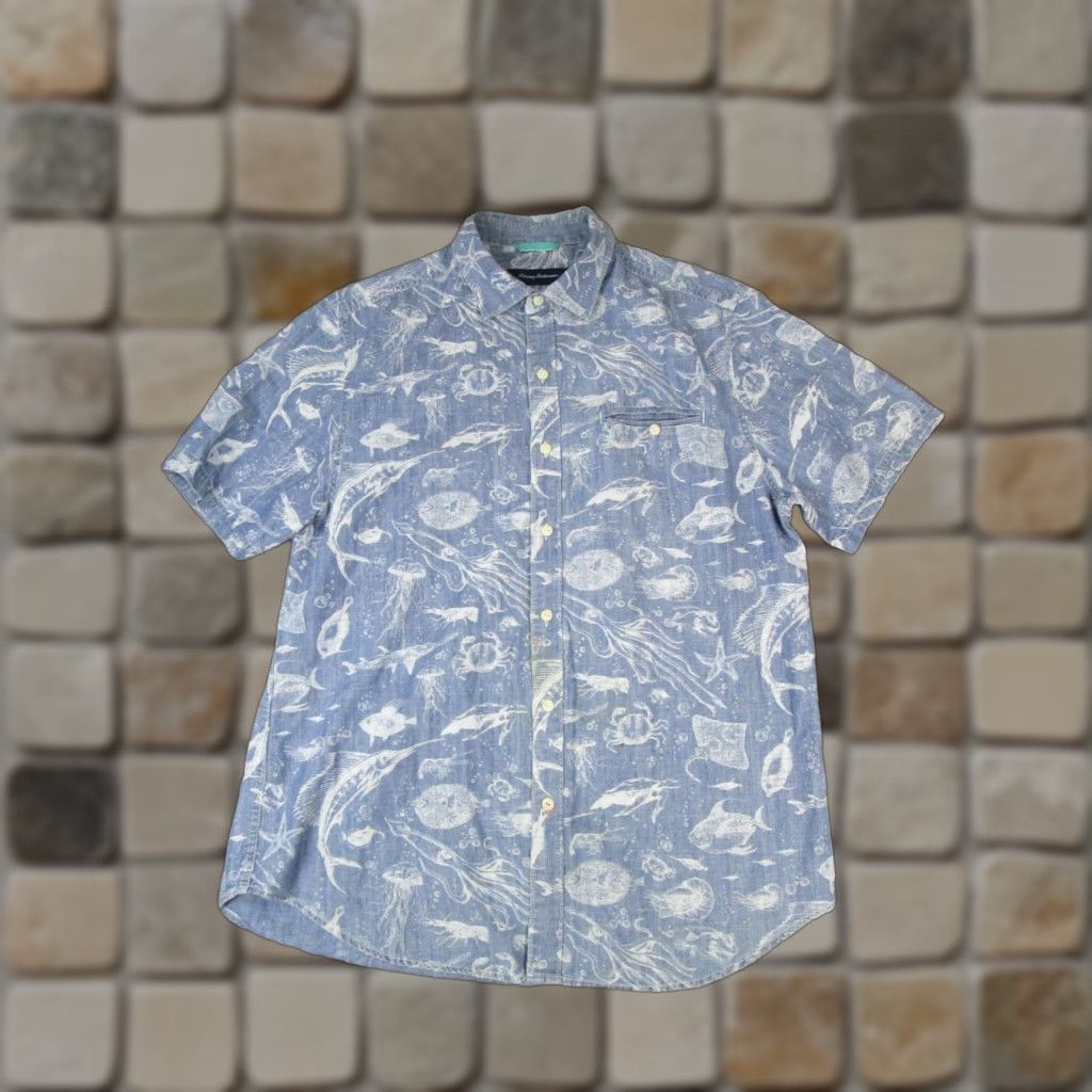Tommy Bahama Tommy Bahama Shirt Mens Large White Linen Blend Button-Up Short Sleeve Collared Size US L / EU 52-54 / 3 - 1 Thumbnail