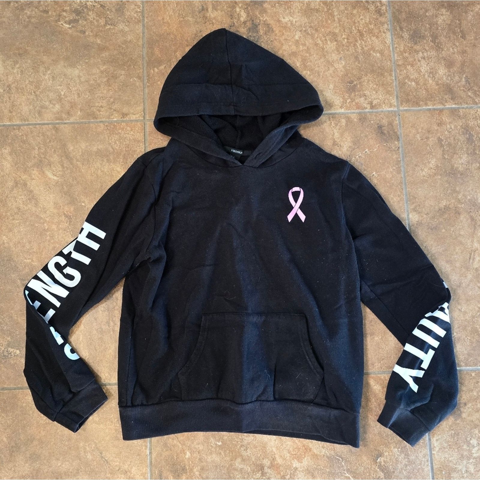 Forever 21 Black | F21 | Strength Is Beauty Hoodie Size L / US 10 / IT 46 - 1 Thumbnail