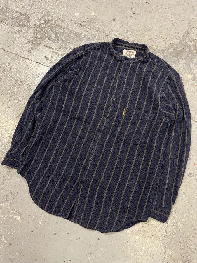 Armani × Designer × Vintage 1990s Armani Navy Striped Shirt Size US M / EU 48-50 / 2 - 4 Thumbnail