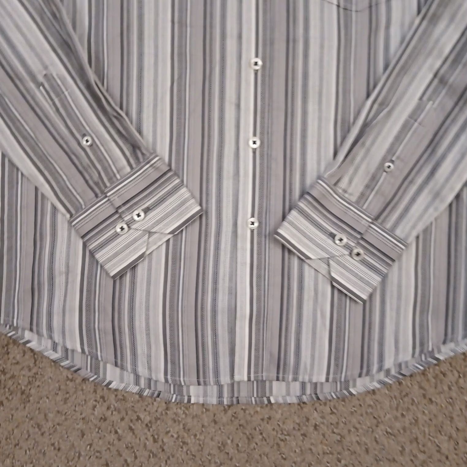 Tasso Elba Tasso Elba Shirt Mens Small Gray Striped Long Sleeve Button Up Cotton Size US S / EU 44-46 / 1 - 4 Thumbnail