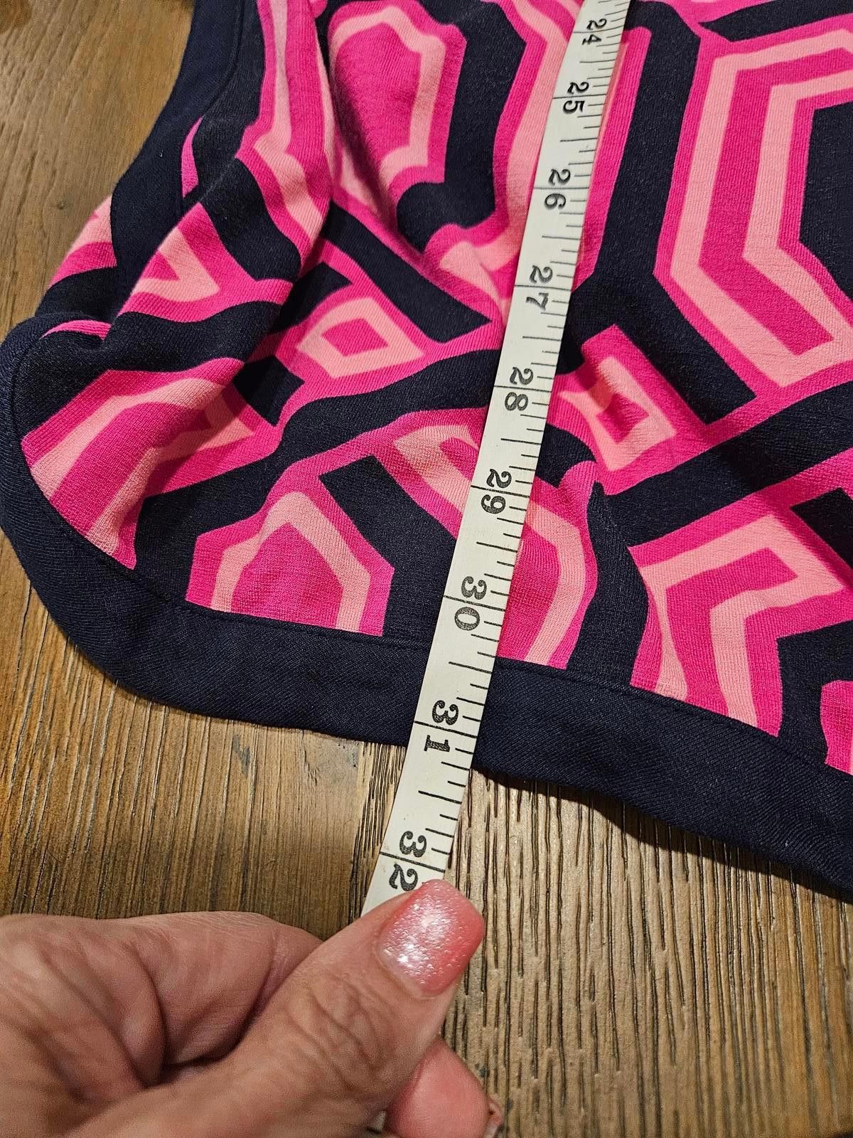 Designer Crown & Ivy Geometric Patterned Dress - Pink & Navy #268 Size XS / US 0-2 / IT 36-38 - 6 Thumbnail