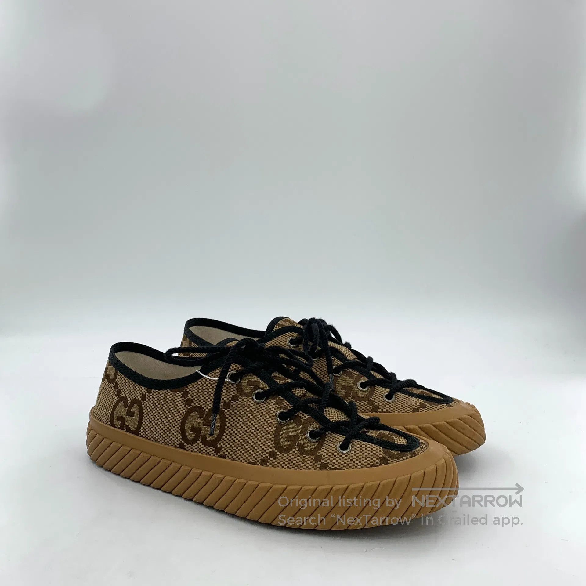 Gucci Guicci Dark brown double G jacquard laced casual flat shoe Size US 8 / EU 41 - 2 Thumbnail