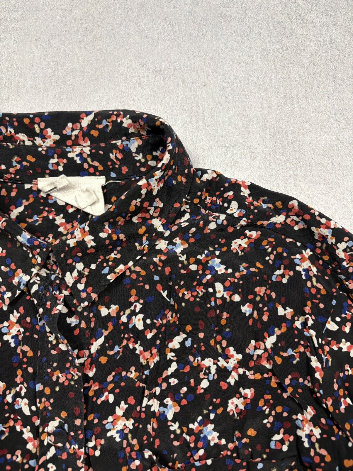 Sezane Sézane Silk Button Up Pocket Shirt Size 36 Black Multicolor Size XS / US 0-2 / IT 36-38 - 7 Thumbnail