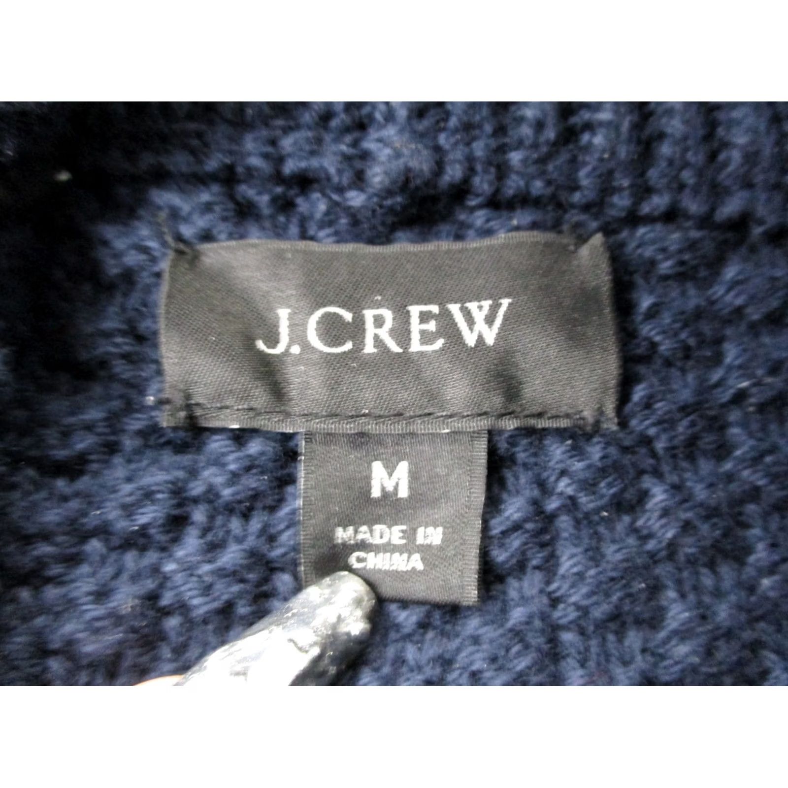 J.Crew J.CREW Sweater Cardigan Womens M Navy Blue Textured Waffle-Knit Thermal Pockets Logo Size M / US 6-8 / IT 42-44 - 6 Thumbnail