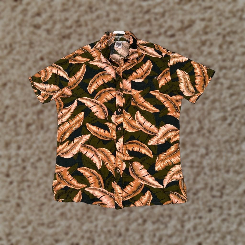 Vintage Max Mehra Shirt Adult Large Orange Palm Leaf Hawaiian 100% Rayon Viscose Floral Short Sleeve Collared Button-Up Mens Size US L / EU 52-54 / 3 - 1 Thumbnail