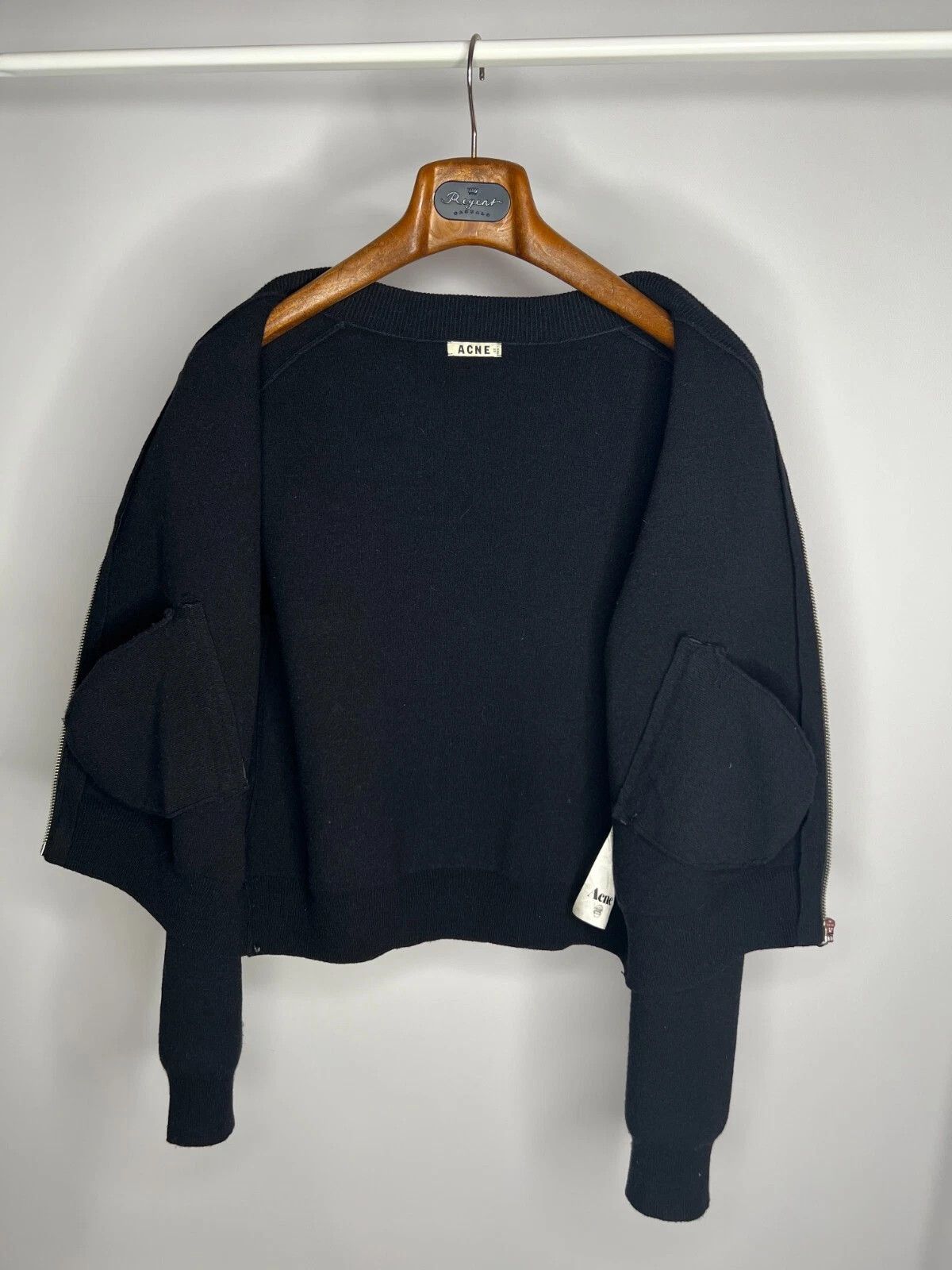 Acne Studios Acne Studios Olympia Black Merino Wool Agnora Bomber Jacket Size S / US 4 / IT 40 - 10 Thumbnail