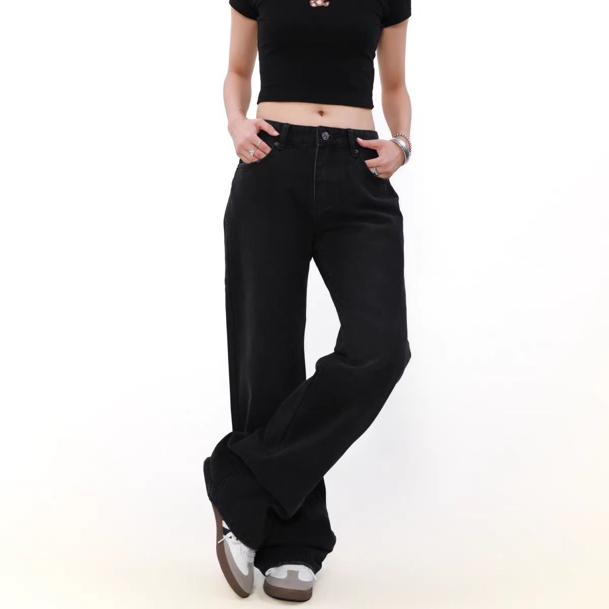 Japanese Brand × Jean Vintage frayed black micro flare jeans Size US 30 / EU 46 - 2 Thumbnail