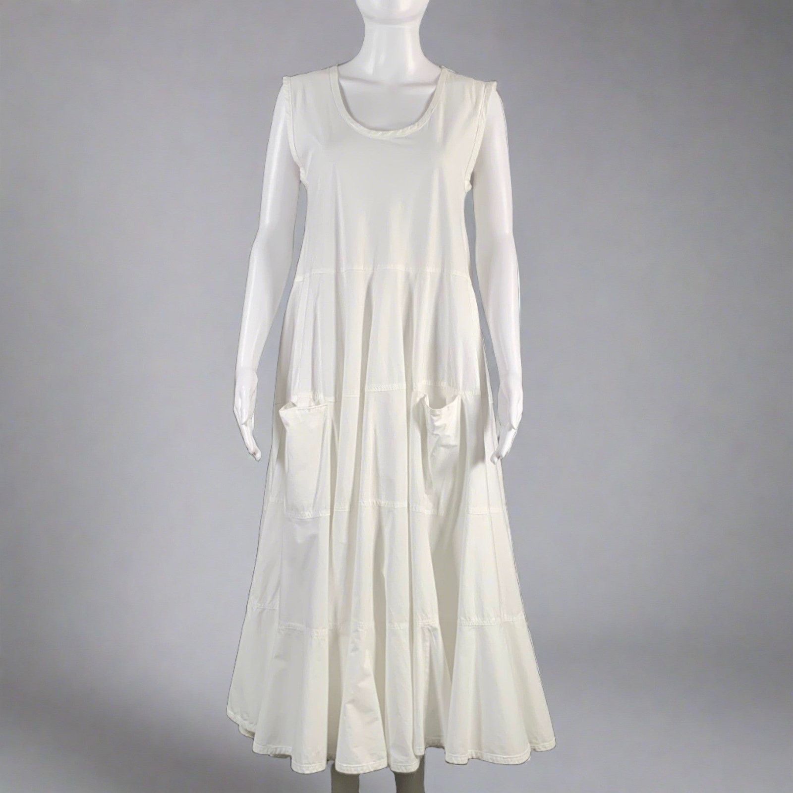 CINQUE ME'NA CINQUE Size M White Cotton Sleeveless Midi Dress Size M / US 6-8 / IT 42-44 - 1 Thumbnail