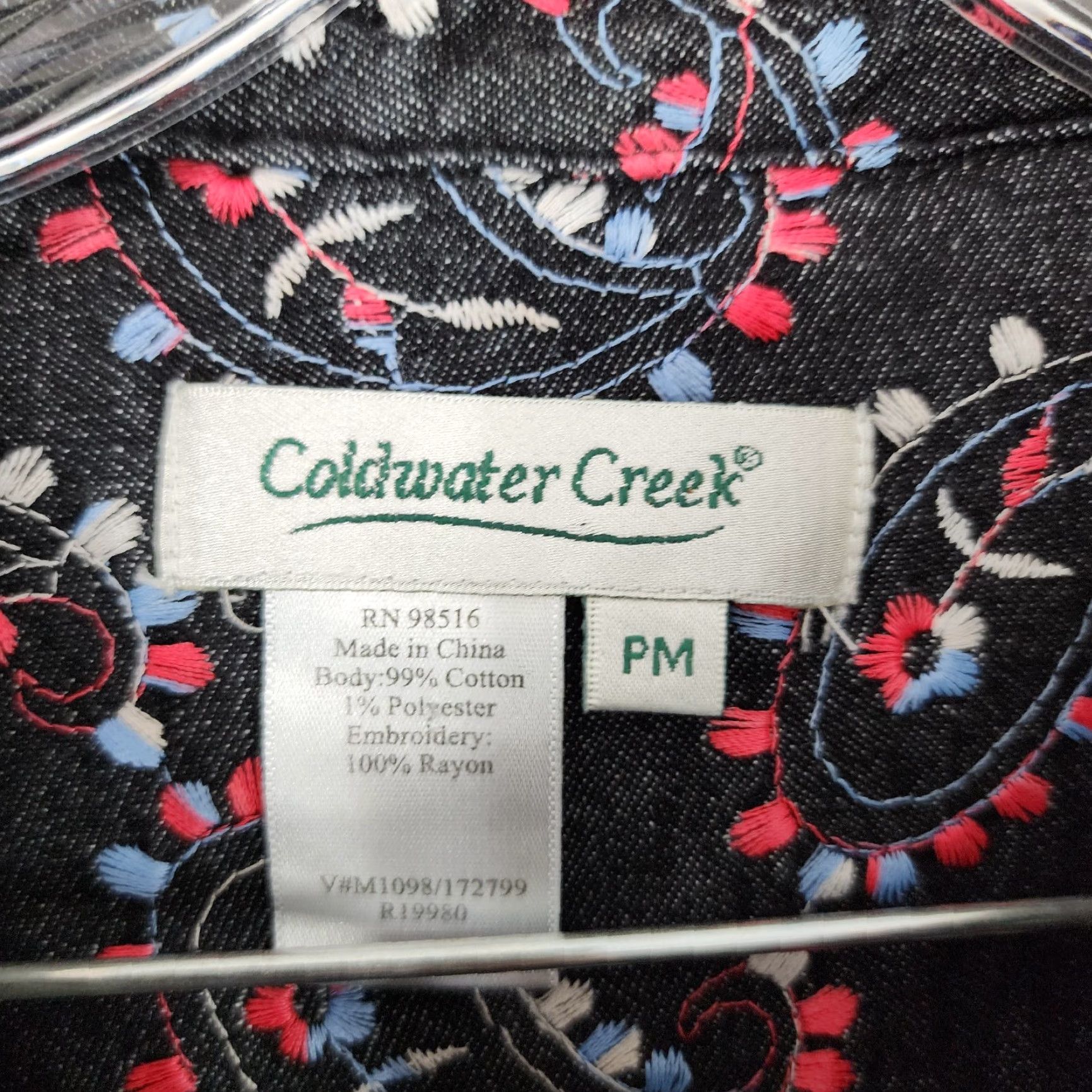 Coldwater Creek COLDWATER CREEK Jacket Women Black Long Sleeve Embroidered Button Up PM Petite Size Size M / US 6-8 / IT 42-44 - 4 Thumbnail