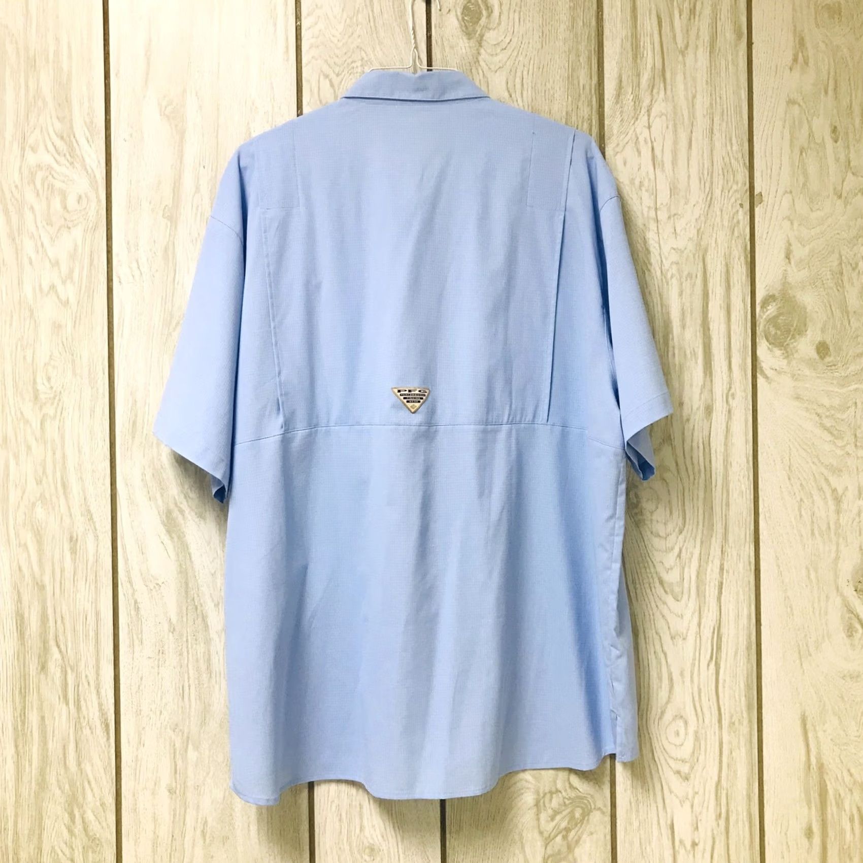 Vintage VINTAGE? No - Columbia Men Sail Blue PFG Performance Button-Up Short Sleeve Fishing Shirt 2XL Size US XXL / EU 58 / 5 - 2 Thumbnail