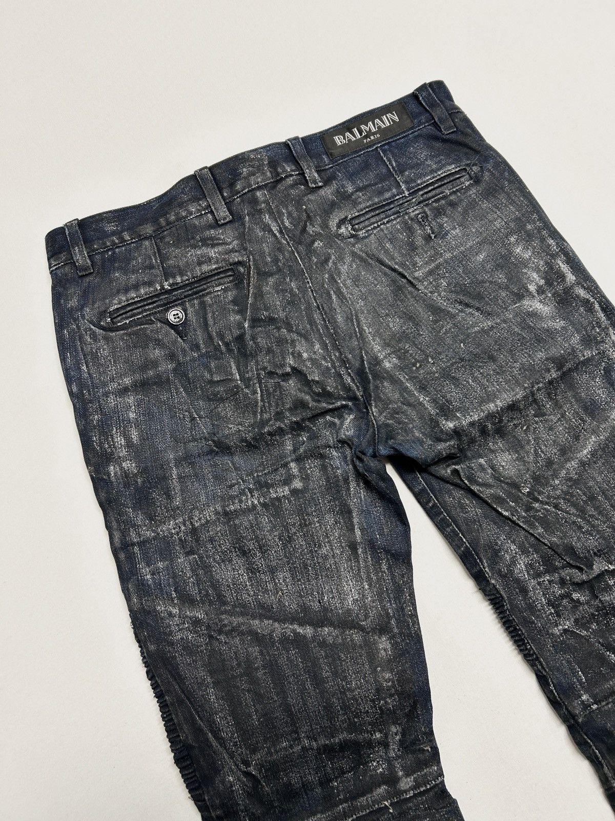 Balmain SS2017 Indigo Waxed Biker Denim Size US 30 / EU 46 - 6 Thumbnail