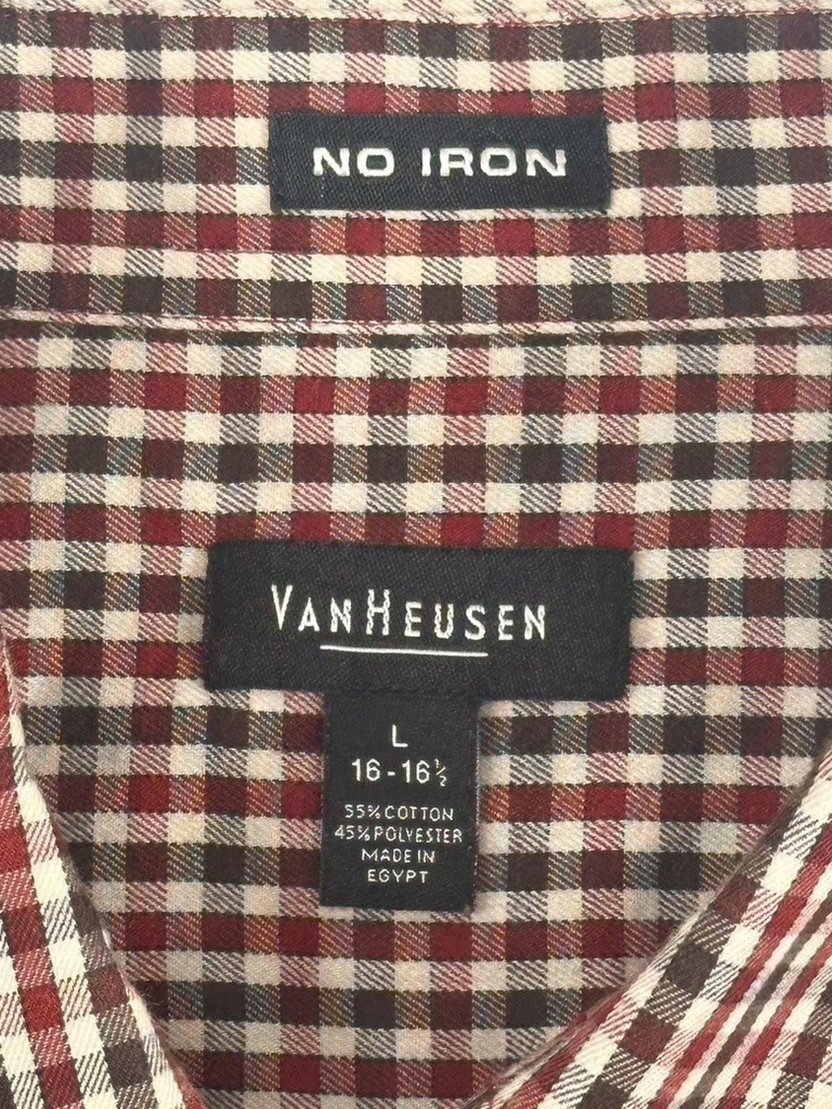 Van Heusen Van Heusen Men's Large Red Check No Iron Button Down Shirt Size US L / EU 52-54 / 3 - 8 Thumbnail