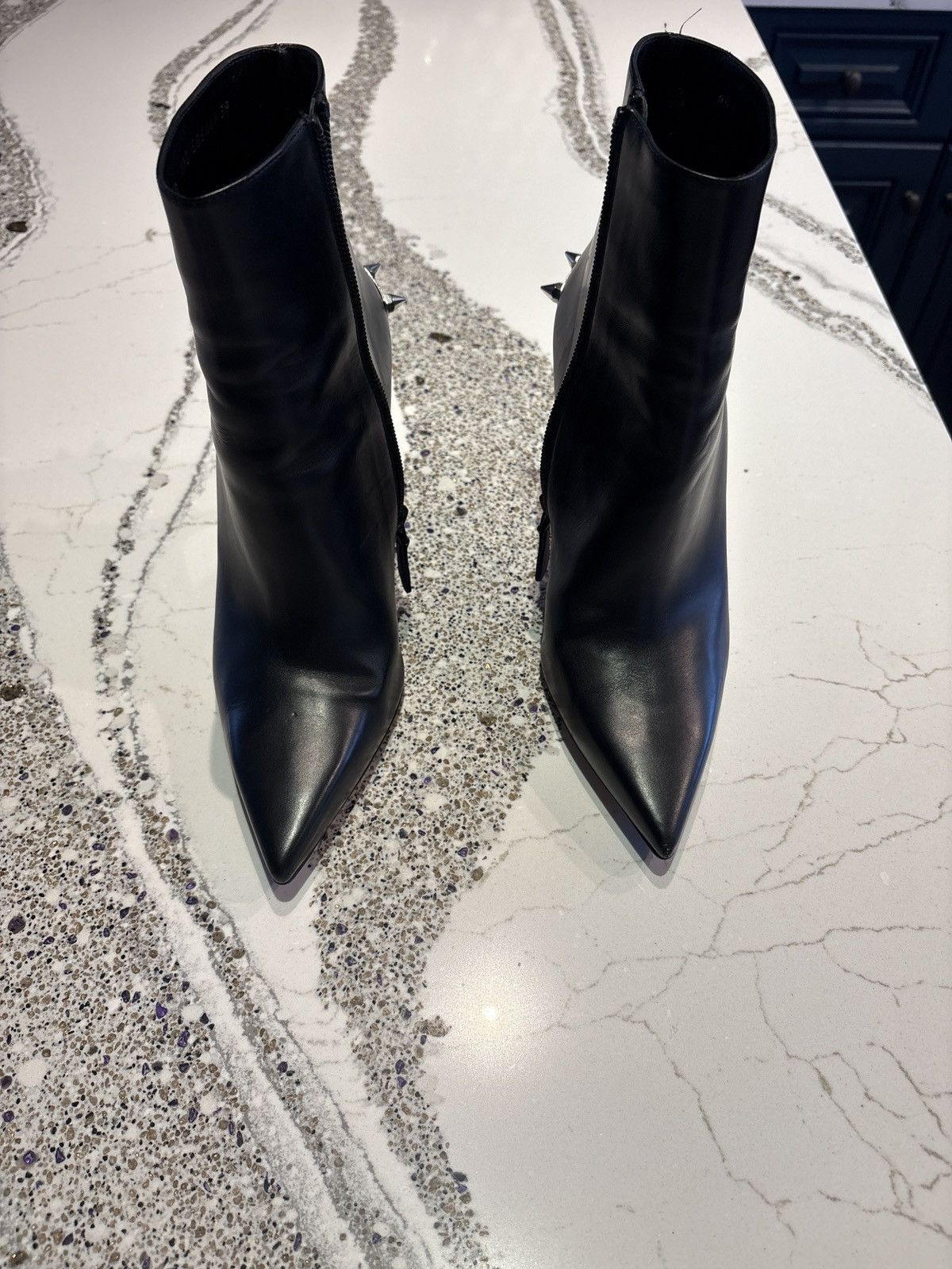 Alexander McQueen Alexander McQueen metal‑spike black leather ankle boots Size US 9 / IT 39 - 1 Thumbnail